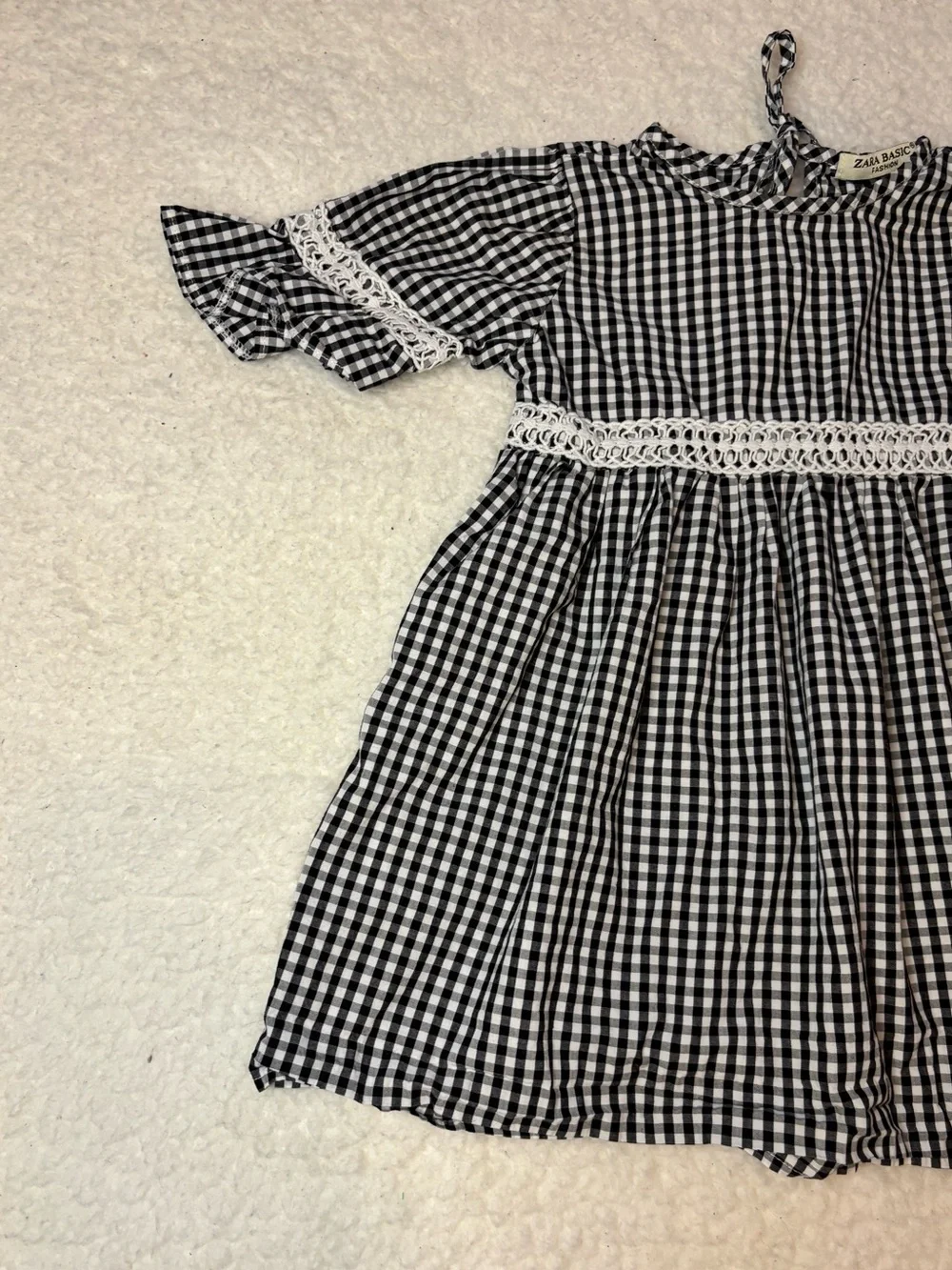Zara Basic Girl Black and White Gingham A-line Dress